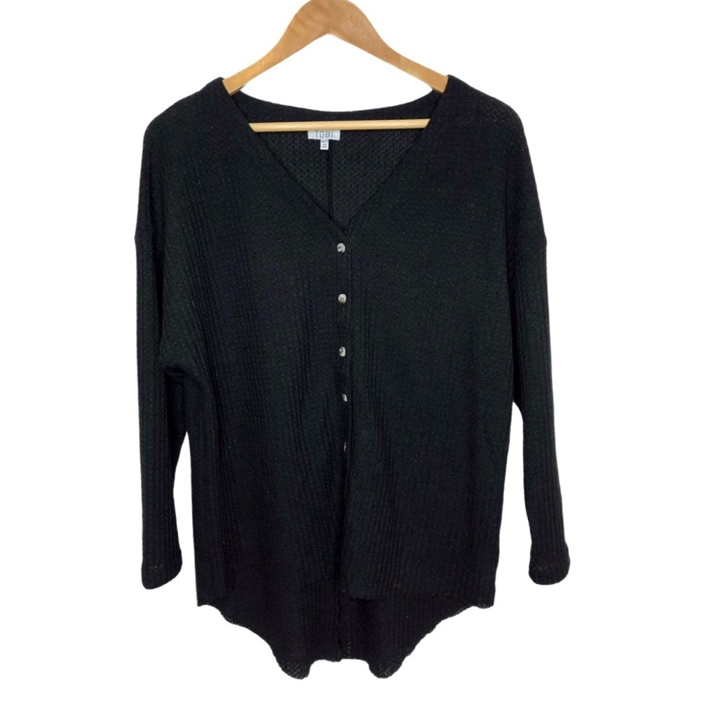 Tobi Oversized Button Waffle Knit Top sz XS